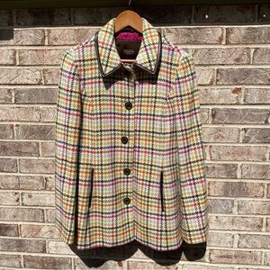 Coach Tweed Wool Coat Jacket Peacoat Fall Winter Rainbow Leather Vintage Y2K M